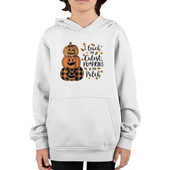 Womens I Teach The Cutest Pumpkins In The Patch Teacher Fall Season V-Neck Youth Hoodie | Mazezy