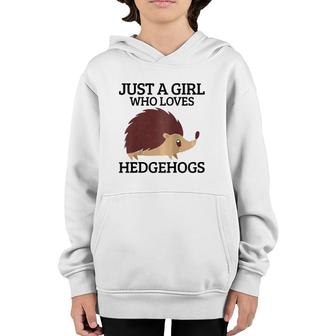 Womens Just A Girl Who Loves Hedgehogs Hedgehog Mom Funny Cute Gift Raglan Baseball Tee Youth Hoodie | Mazezy