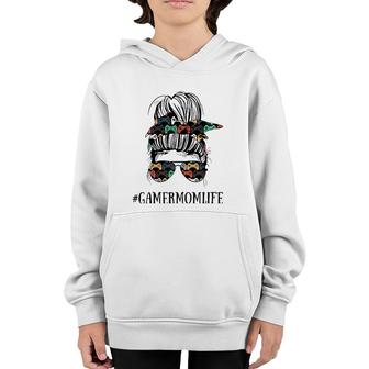 Womens Messy Bun Life Of A Gamer Mom Mother's Day Gaming Mother Youth Hoodie | Mazezy UK