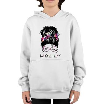 Womens Messy Hair Bun Lolly Life Wink Eye Tie Dye Mother's Day Youth Hoodie | Mazezy