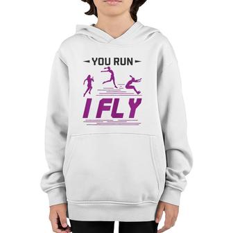 Womens Track And Field Long Jump Athlete Cool Saying Youth Hoodie | Mazezy