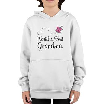 Womens World's Best Grandma Gift For Grandmother V-Neck Youth Hoodie | Mazezy DE