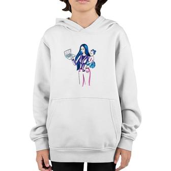Working Mom With Computer Watercolor Youth Hoodie | Mazezy