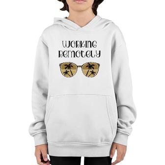 Working Remotely Work From Home Office Leopard Palm Tree Youth Hoodie | Mazezy UK