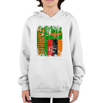 Zambia Flag Vintage Distressed Zambian Youth Hoodie | Mazezy