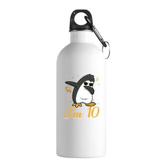 10Th Birthday 10 Years Old Cool Dabbing Penguine I Am 10 Stainless Steel Water Bottle - Seseable