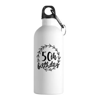 50Th Birthday Gift 50Th Birthday Floral Wreath Stainless Steel Water Bottle - Seseable