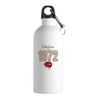 50Th Birthday Gift Fabulous Since 1972 Leopard Red Lips Stainless Steel Water Bottle | Seseable CA