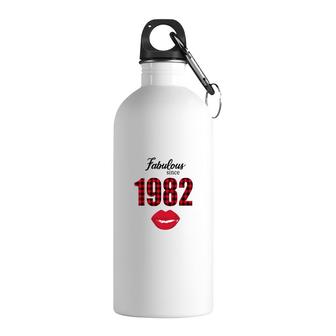 Fabulous Since 1982 Black Red Plaid Lips Happy 40Th Birthday Stainless Steel Water Bottle | Seseable CA