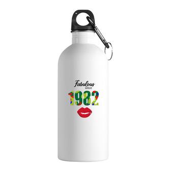 Fabulous Since 1982 Red Lips Green 40Th Birthday Stainless Steel Water Bottle - Seseable