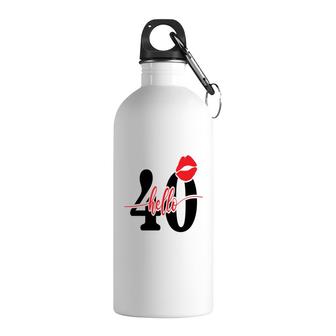 Hello 40 Red Lips Happy 40Th Birthday Stainless Steel Water Bottle | Seseable CA