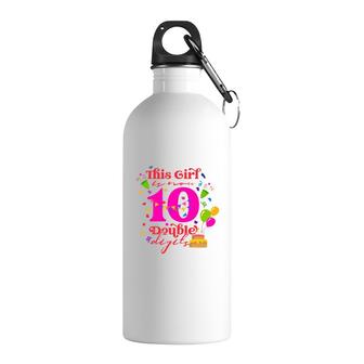 This Girl Is Now 10 Double Digits 10Th Birthday 10 Years Old Party Stainless Steel Water Bottle - Seseable