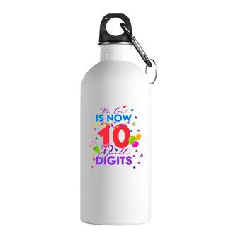 This Girl Is Now 10 Double Digits Birthday 10Th Gift 10 Years Old Stainless Steel Water Bottle - Seseable