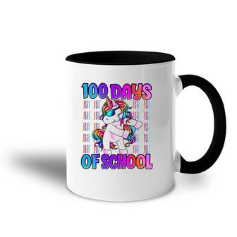 100 Days Of School Unicorn 100 Days Smarter 100Th Day Accent Mug | Mazezy
