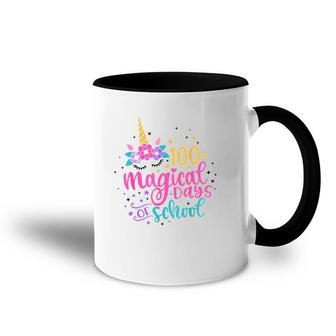 100 Magical Days Of School Unicorn Gift Teacher Student Accent Mug | Mazezy