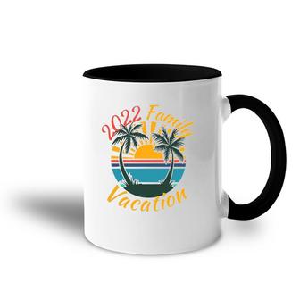 2022 Family Vacation Beach Sunset Summer Palm Trees Accent Mug | Mazezy