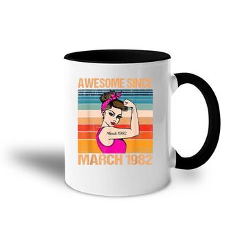 40 Years Old Awesome Since March 1982 40Th Birthday Gifts Accent Mug - Seseable