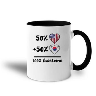 50 American 50 Korean 100 Awesome South Korea Heart Flag Accent Mug | Mazezy
