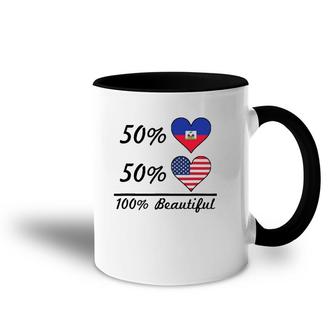 50 Haitian Flag 50 American Flag 100 Beautiful Cute Haiti Accent Mug | Mazezy