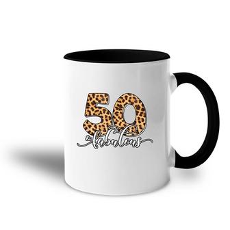 50Th Birthday Fabulous 50 Years Old Cool Leopard Birthday Accent Mug - Seseable