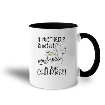 A Mother's Greatest Masterpiece Is Her Children Elephant Version Accent Mug | Mazezy