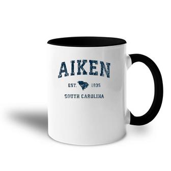 Aiken South Carolina Sc Vintage Sports Design Navy Print Accent Mug | Mazezy