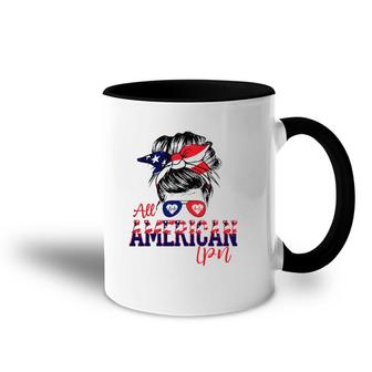 All American Cpa 4Th Of July Messy Bun Flag Certified Pediatric Nurse Gift Accent Mug | Mazezy UK