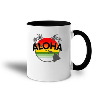 Aloha Hawaii Palm Tree - Feel The Aloha Hawaiian Spirit Accent Mug | Mazezy