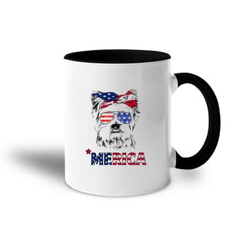 American Flag Yorkshire Terrier Yorkie Mom 4Th Of July Accent Mug | Mazezy