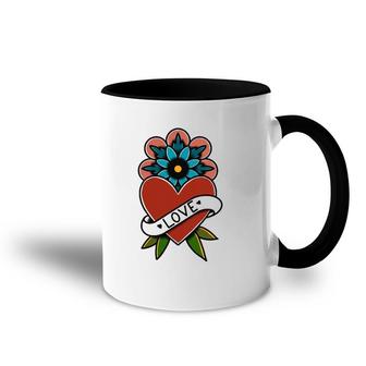 American Traditional Tattoo Design Love Heart Accent Mug | Mazezy