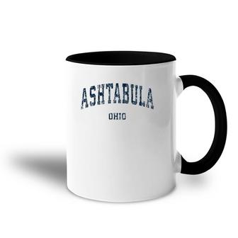 Ashtabula Ohio Oh Vintage Varsity Sports Navy Design Accent Mug | Mazezy