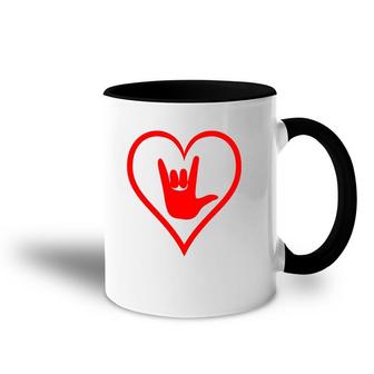 Asl American Sign Language I Love You Happy Valentine's Day Accent Mug | Mazezy