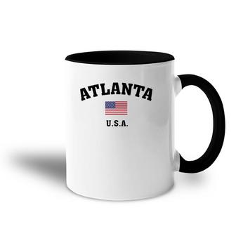 Atlanta Usa With American Flag Accent Mug | Mazezy