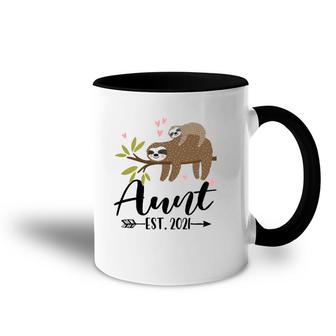 Aunt Est 2021 Sloth Cute Gift Mother's Day Accent Mug | Mazezy