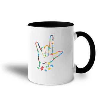 Autism Colorful Puzzle Asl Hand Sign Language Accent Mug | Mazezy