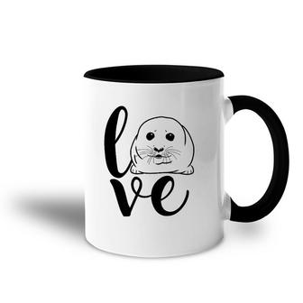 Baby Harp Seal Letter Print Love Accent Mug | Mazezy