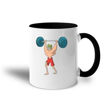 Barbell Weight Lifting Workout Funny Accent Mug | Mazezy