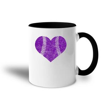 Baseball Heart Softball Mom Matching Team Gift Purple Accent Mug | Mazezy