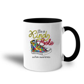 Be A Kind Sole Autism Awareness Puzzle Shoes Be Kind Gifts Accent Mug | Mazezy