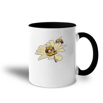Bees On Flower Beekeeper Gift Accent Mug | Mazezy