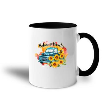 Believe In Miracles Sunflower Truck Accent Mug - Seseable