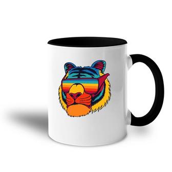 Bengal Cool Tiger Glasses Vintage Colorful Art Tiger Lovers Accent Mug | Mazezy