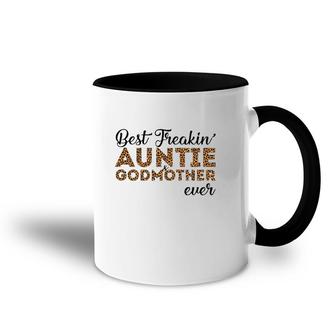 Best Freakin' Auntie & Godmother Ever Leopard Print Accent Mug | Mazezy