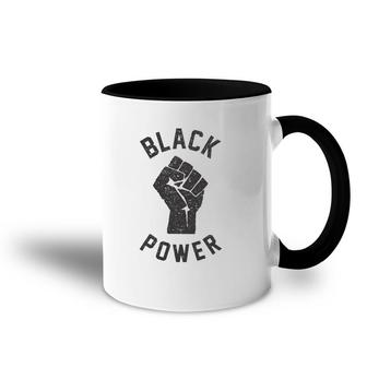 Black Power Raised Fist Vintage Accent Mug | Mazezy