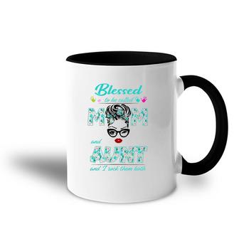 Blessed To Be Called Mom And Aunt Messy Bun Flower Floral Accent Mug | Mazezy
