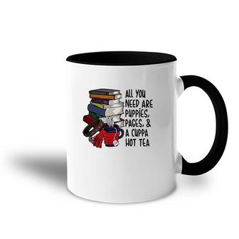Book Reader Puppies Pages And Hot Tea Reading Library Accent Mug | Mazezy