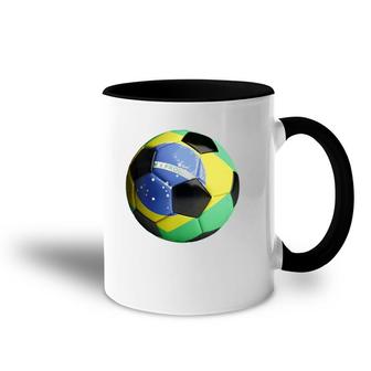 Brazil Flag Football Soccer Ball Accent Mug | Mazezy