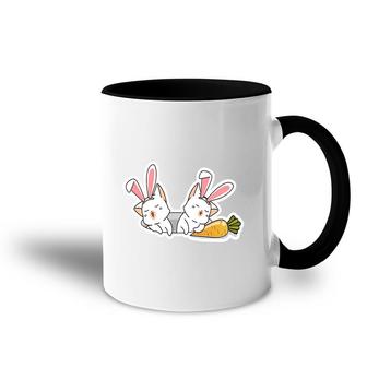 Bunny Cat Sleeping With Carrots Happy Easter Day Accent Mug - Seseable