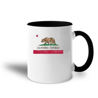 California State Flag Grizzly Bear Cali Distressed Style Accent Mug | Mazezy