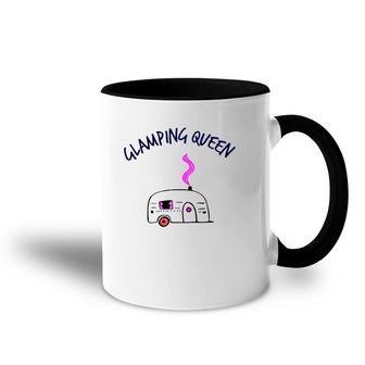 Camping And Glamping Tees Glamping Queen Happy Glamper Tee Accent Mug | Mazezy